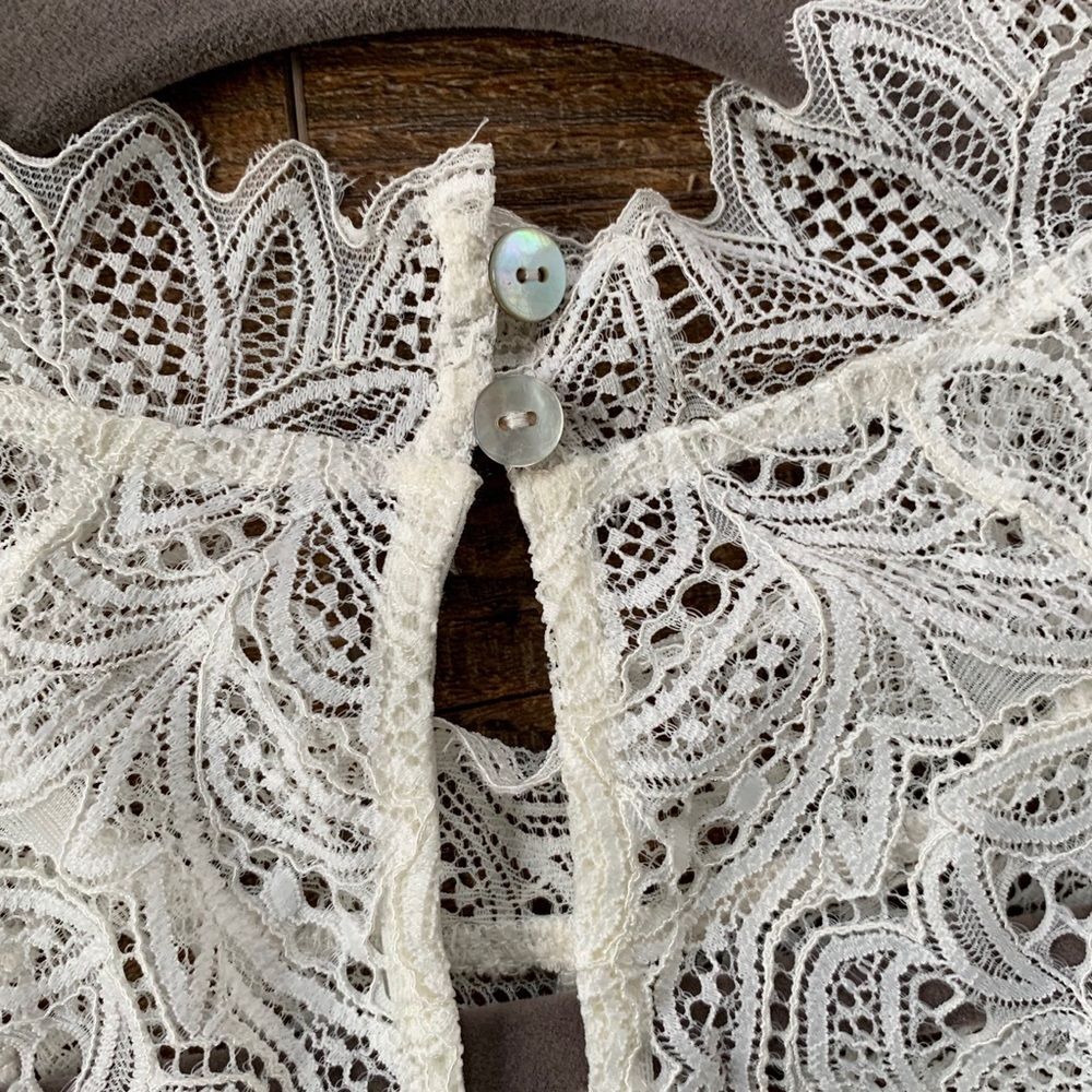 Free People Boho Lace Dress Womens M/L Fairy Whimsy Sheath Midi Delicate Summer - Picture 5 of 10
